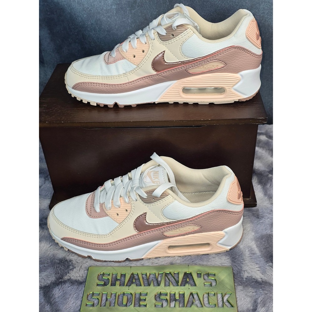 EUC Nike Air Max 90 Sail Rose Gold White Sneakers Womens Size 7.5 HQ1783-100